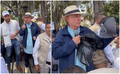 Álvaro Uribe pidió fiadas cachuchas para que jóvenes que protestaban en su contra no se quemaran