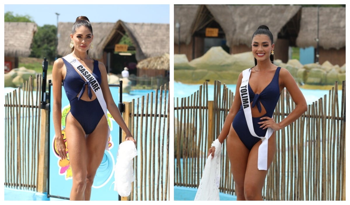 Miss Casanare y Miss Tolima en traje de baño durante Miss Universe Colombia 2023