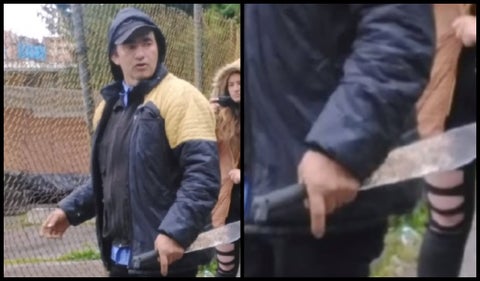 Hombre amenazó con machete a estudiantes