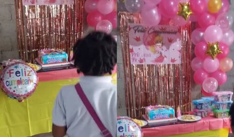 La reacción de una niña a la sorpresa de cumpleaños