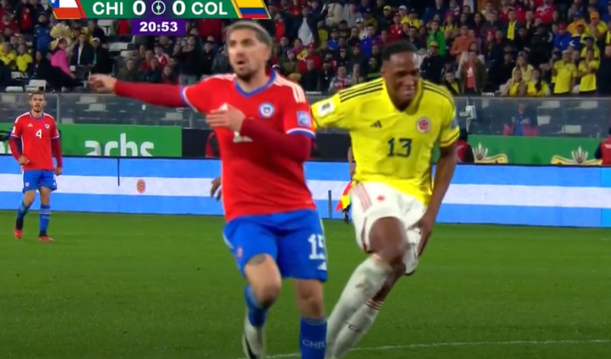 Yerry Mina lesionado en Chile vs. Colombia