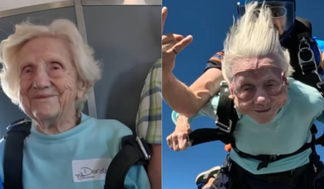 Abuela de 104 años logró su sueño y saltó en paracaídas