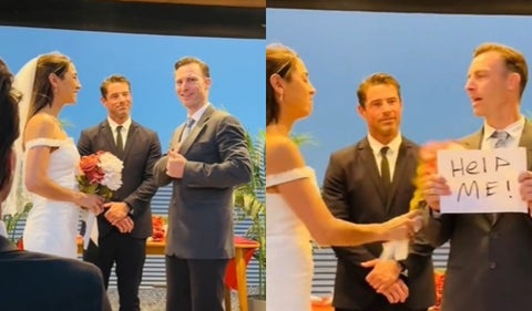 Broma de novio en plena boda