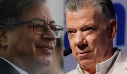 Gustavo Petro y Juan Manuel Santos