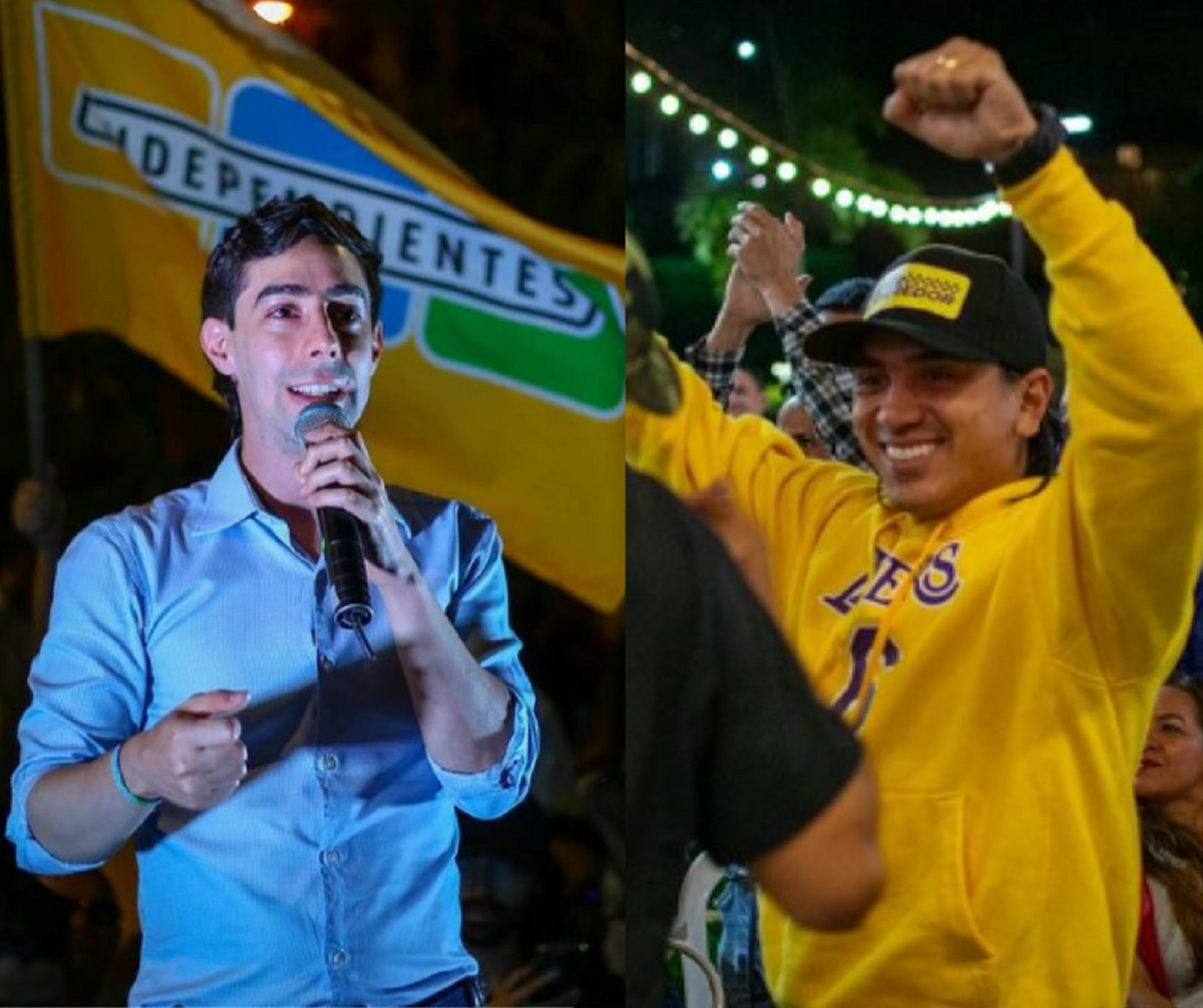 En la imagen, Juan Carlos Upegui, candidato que apoya Daniel Quintero, y Albert Corredor.