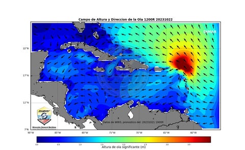 Mapa de condición del Mar Caribe.
