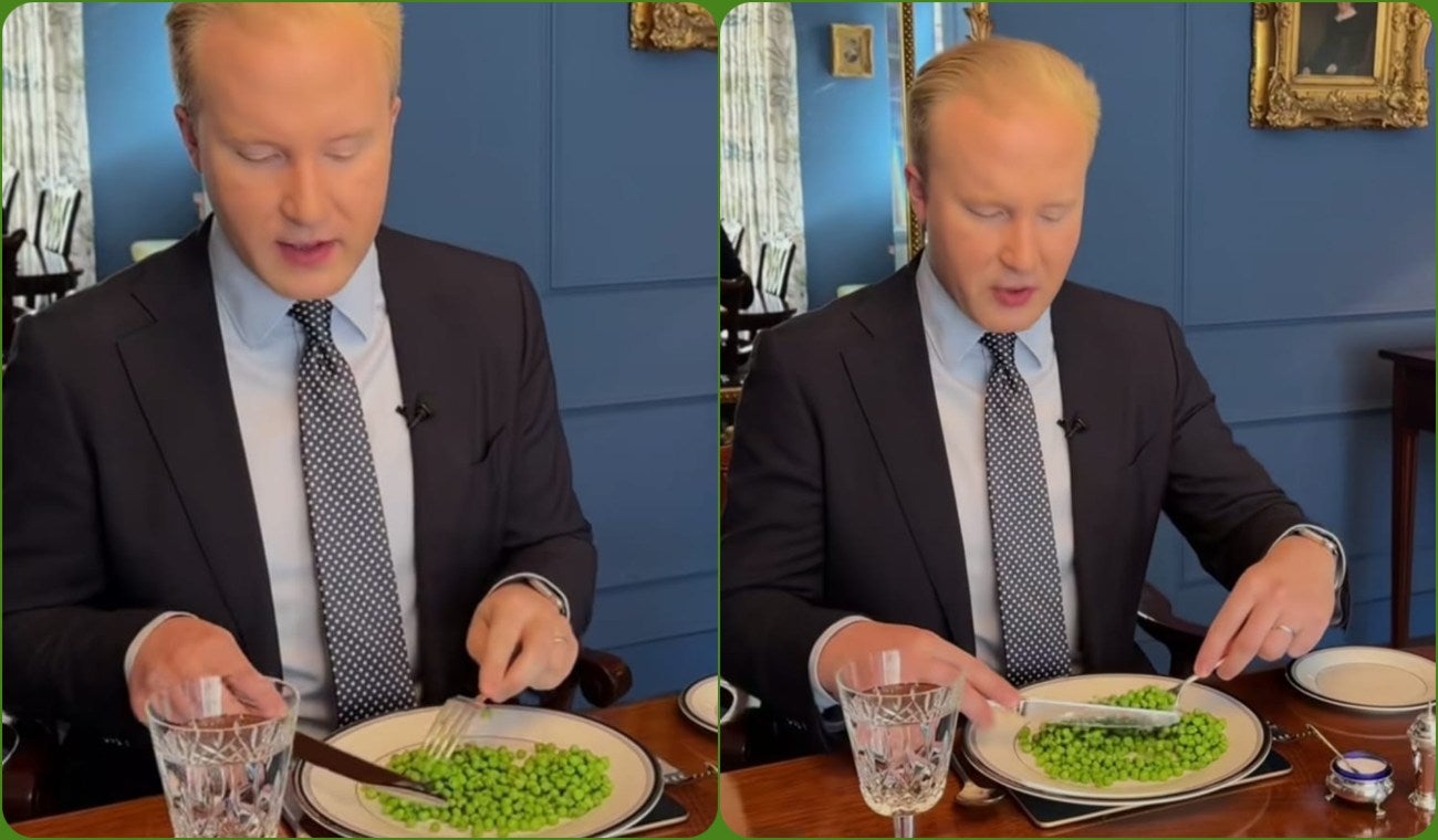 William Hanson, experto en etiqueta, explica cómo comer arvejas