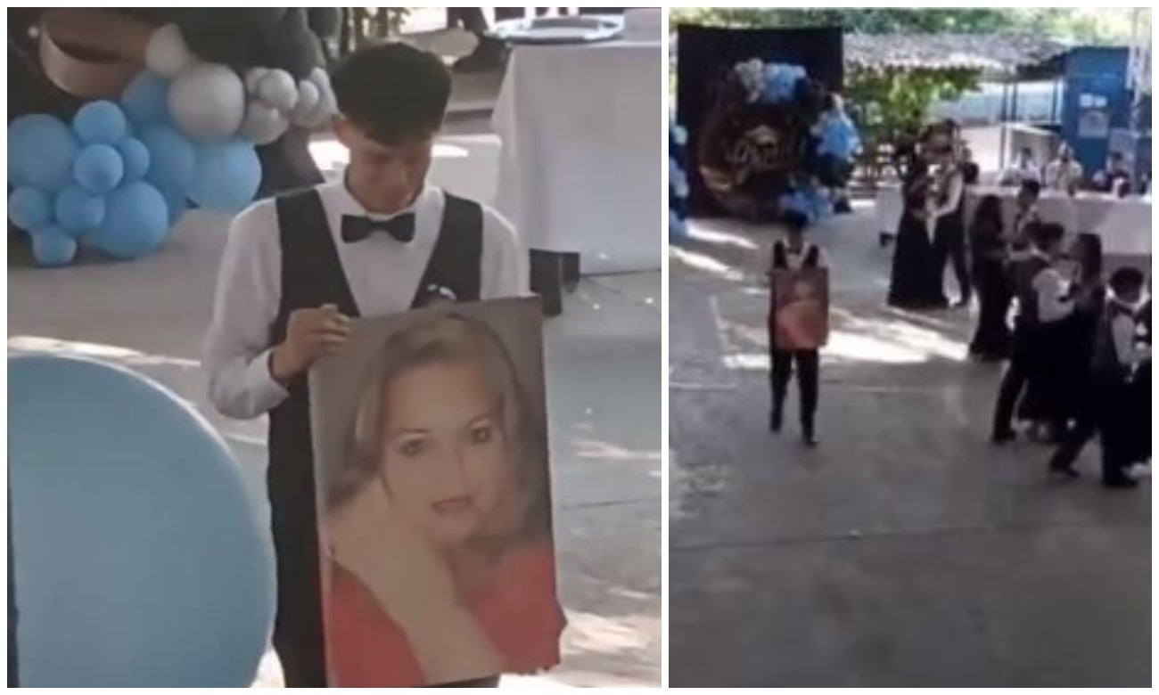 Joven bailó en su graduación del colegio con un retrato de su madre que falleció