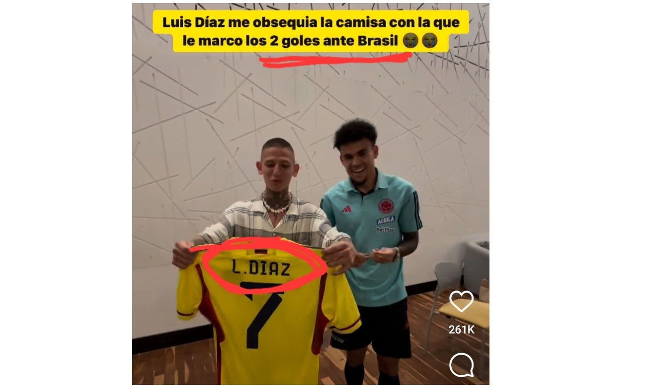 La Liendra quiso presumir la camiseta de Luis Díaz