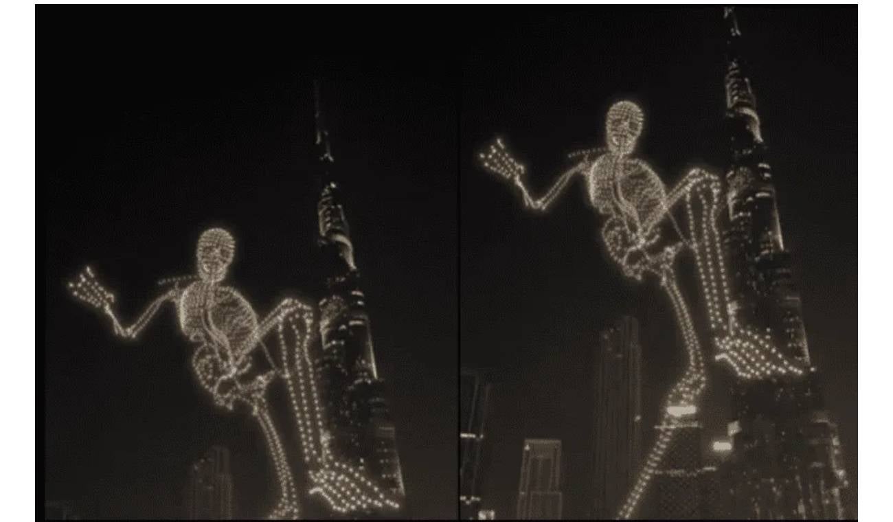 En medio de Halloween, en Dubái se hizo un show de drones.