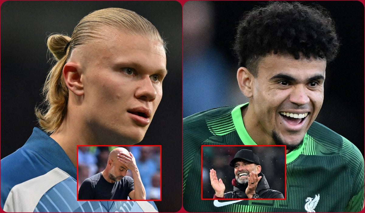 Manchester City vs Liverpool | Erling Haaland y Luis Díaz