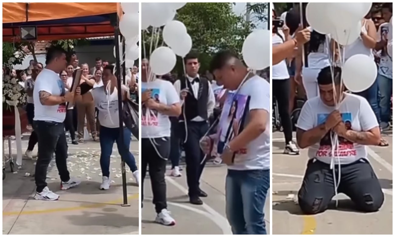 Padre baila con retrato de su hija que murió en un incendio