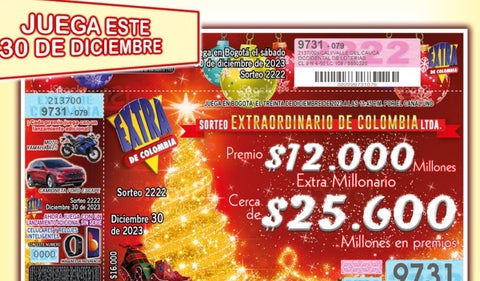 Sorteo Extraordinario de Colombia, 30 de diciembre de 2023