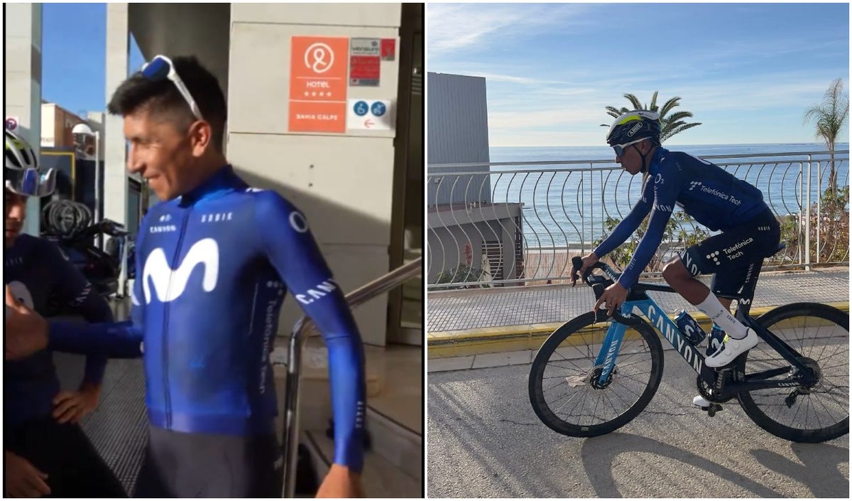 Nairo Quintana entrena con el Movistar Team