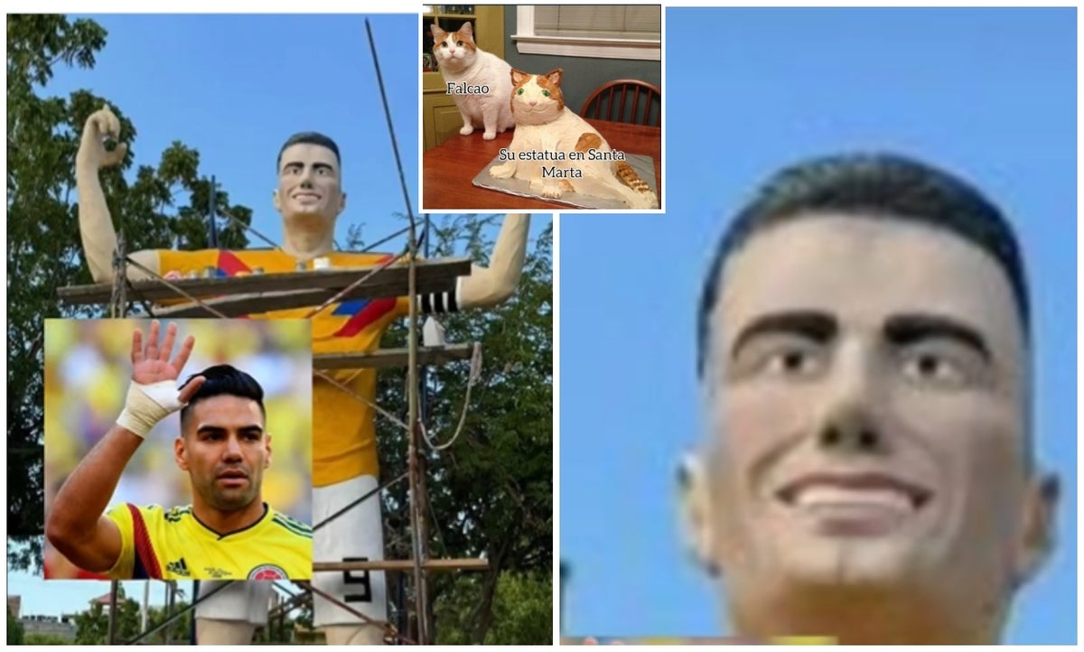 Estatua de Falcao en Santa Marta genera risas