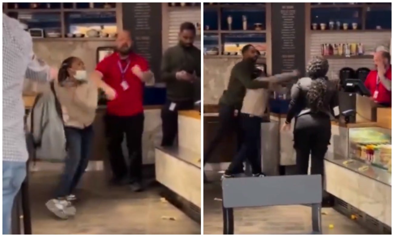 Mujer despedida de su trabajo como mesera golpea a todos