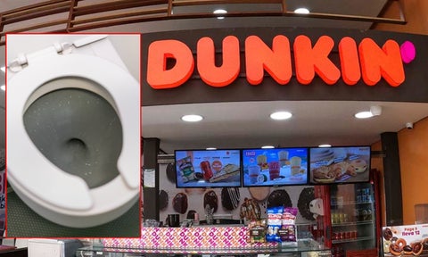 Inodoro de Dunkin explotó y dejó a cliente bañado en heces