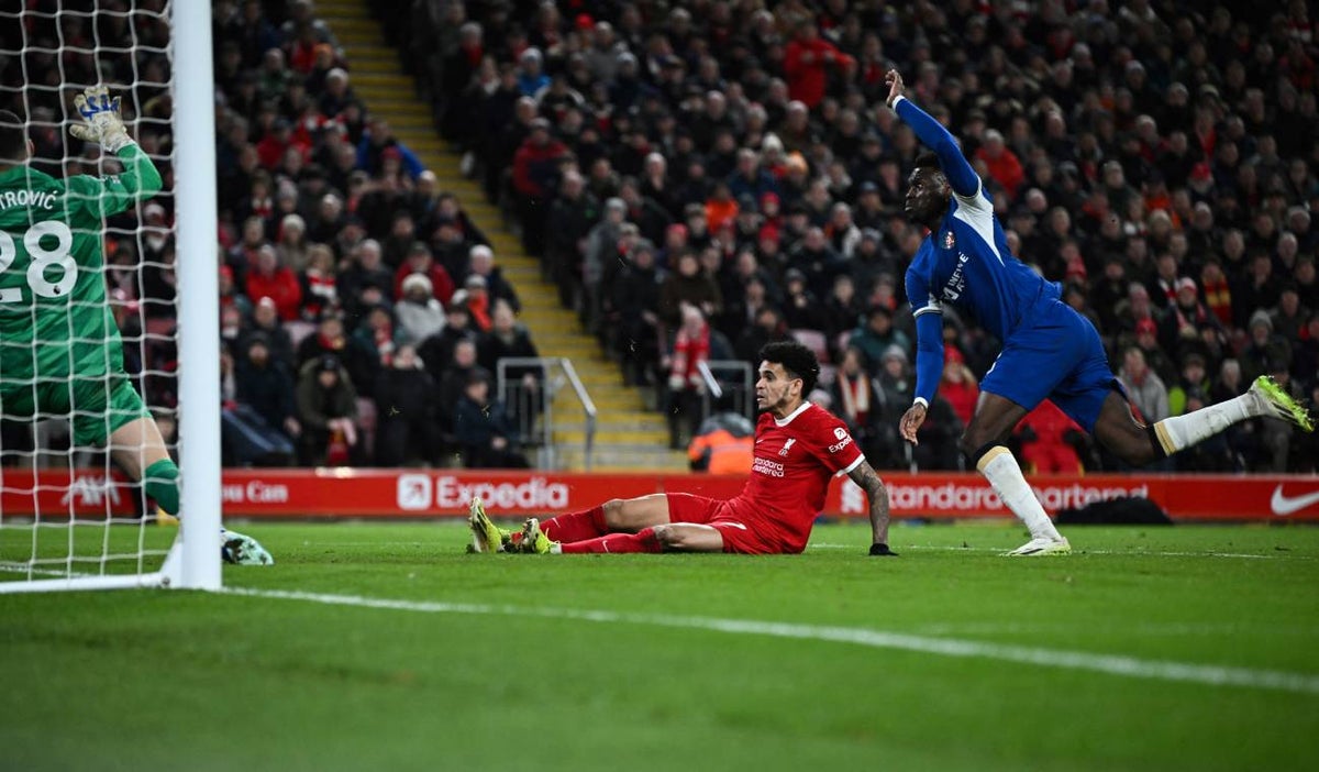 Luis Díaz del Liverpool ante Chelsea