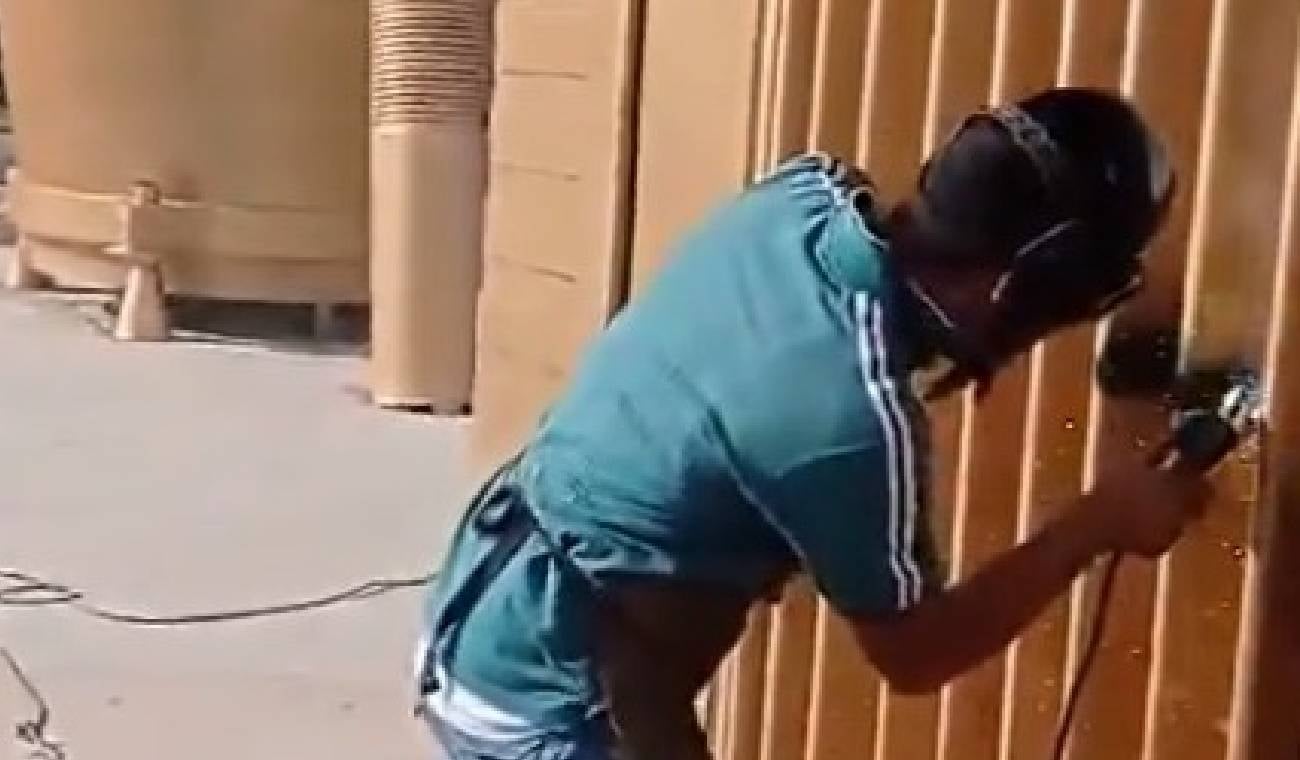 Trabajador y acordeón
