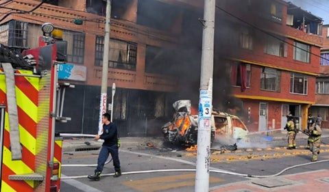 Ambulancia se incendio en Suba