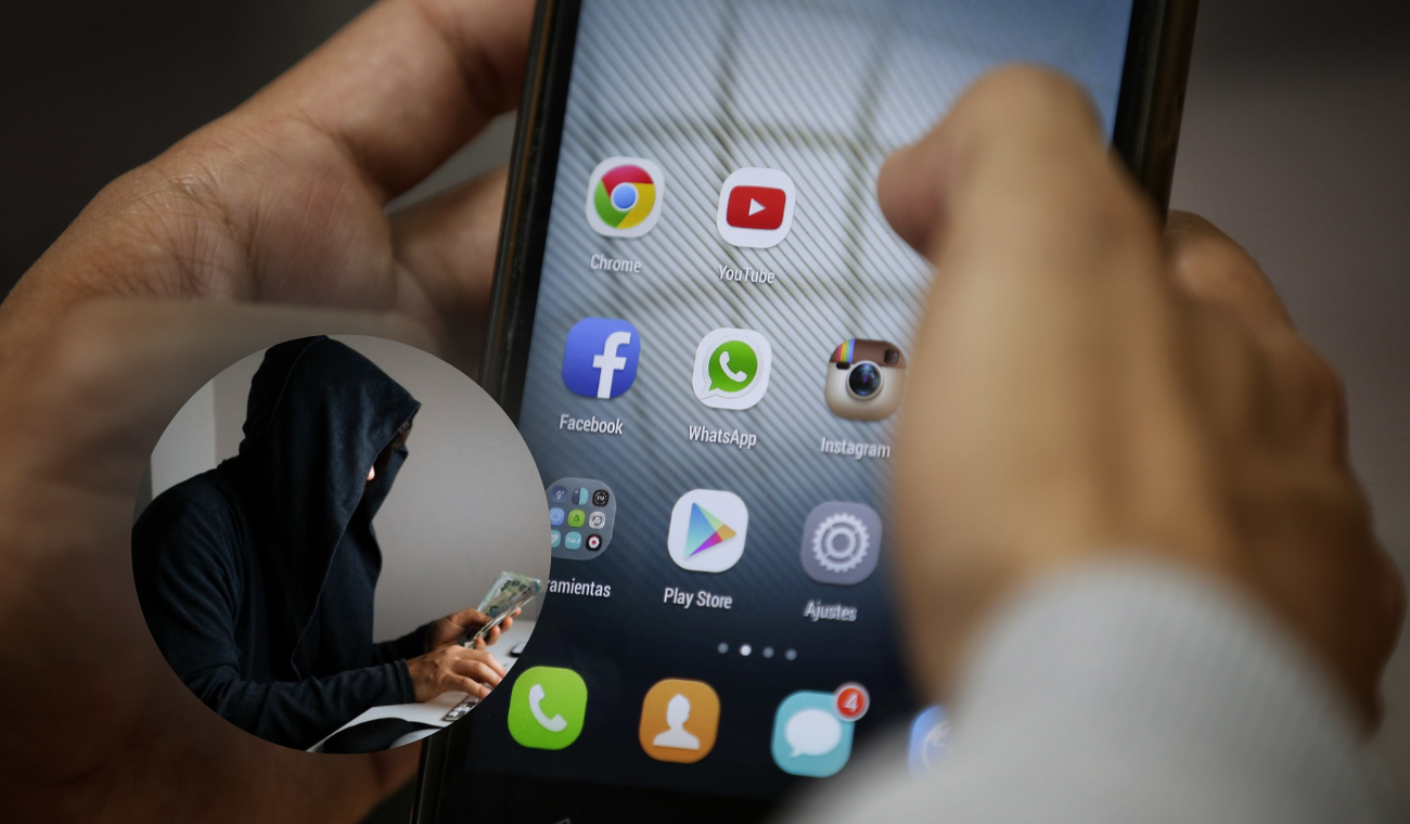 Persona usando un teléfono robado