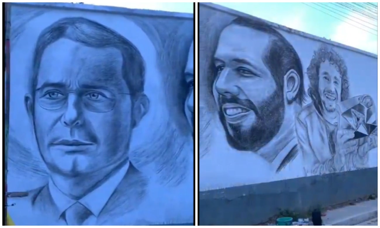 Mural con Uribe, Bukele y Luisito Comunica ¿Dónde queda?