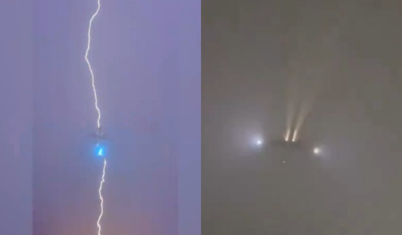 Avión impactado por un rayo
