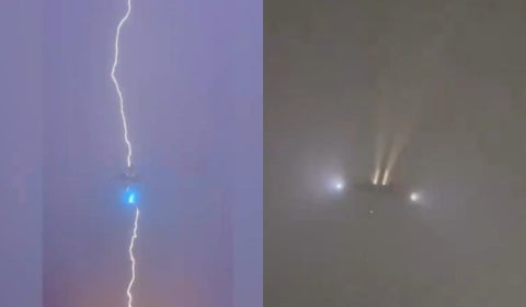Avión impactado por un rayo