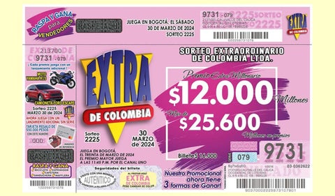 Sorteo Extraordinario de Colombia, 30 de marzo de 2024