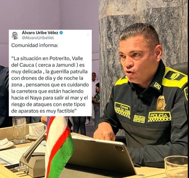 El comandante de la Policía de Cali se pronunció sobre el trino del expresidente Uribe