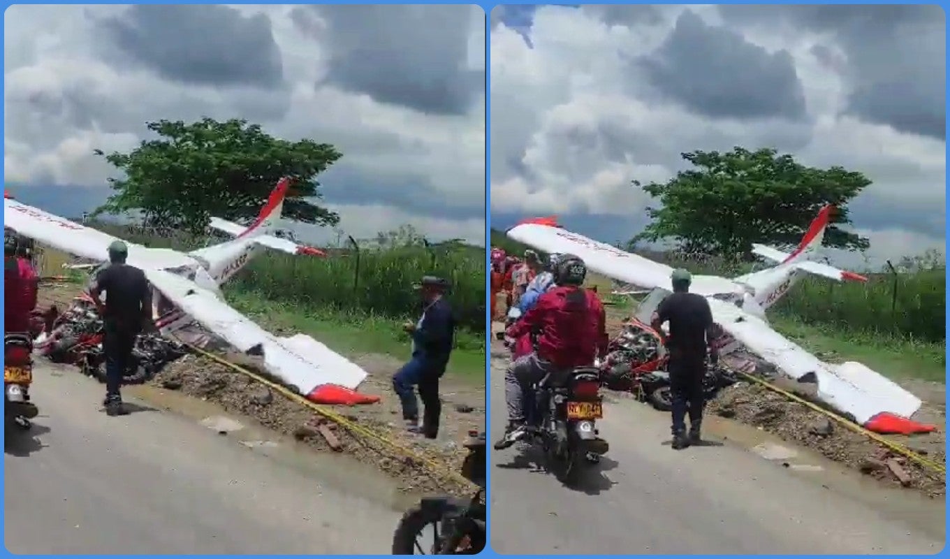 Avión cae sobre motociclista en el Valle