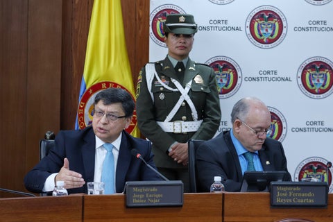 Magistrado, Jorge Enrique Ibáñez, vicepresidente Corte Constitucional y Magistrado José Fernando Reyes Cuartas, presidente Corte Constitucional