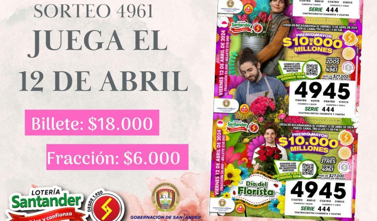 Lotería de Santander, 13 de abril de 2024