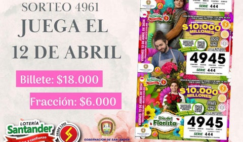 Lotería de Santander, 13 de abril de 2024