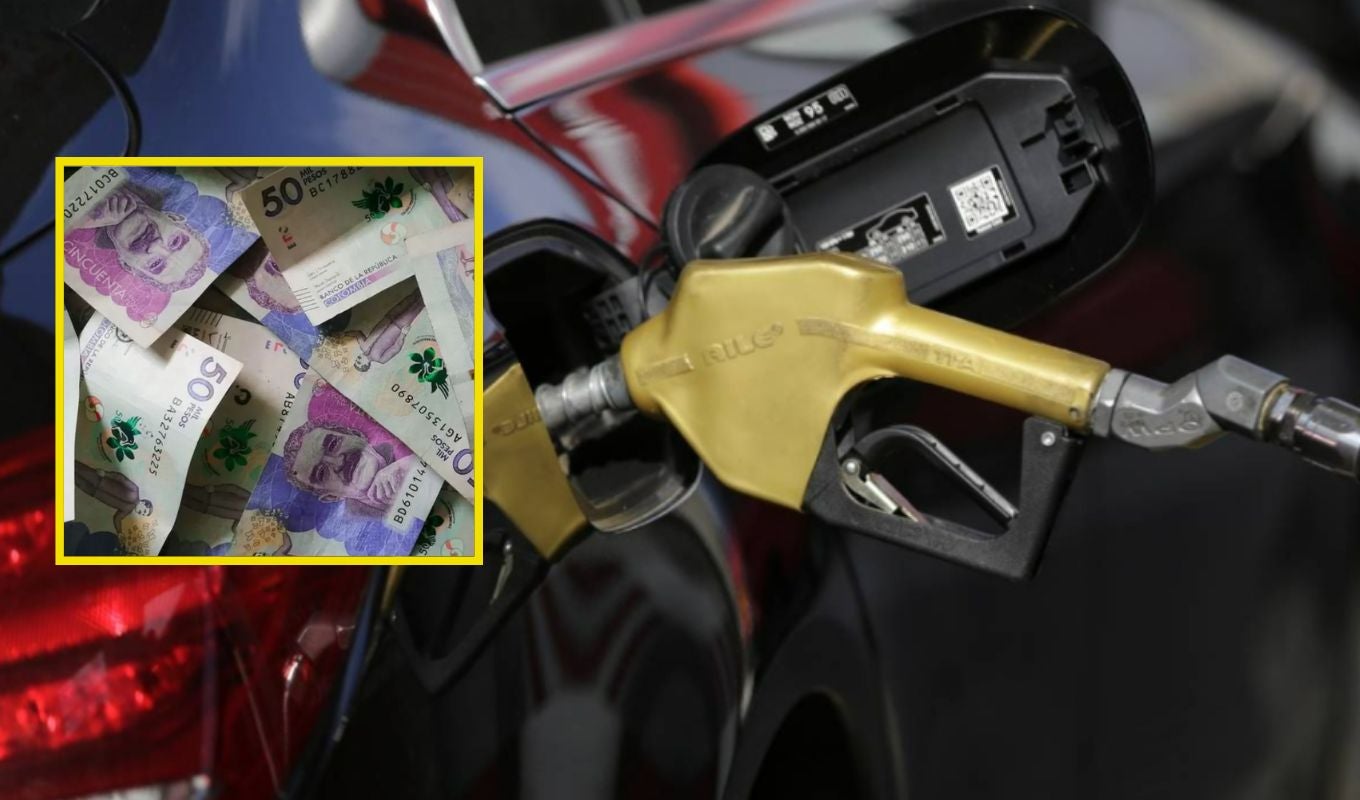 Bomba de gasolina y billetes