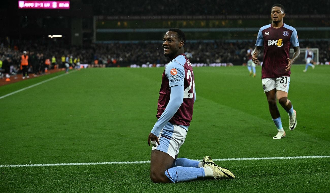 Jhon Durán, celebrando su gol con Aston Villa