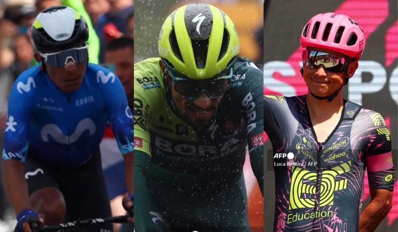 Nairo Quintana, Daniel Felipe Martínez y Esteban Chaves