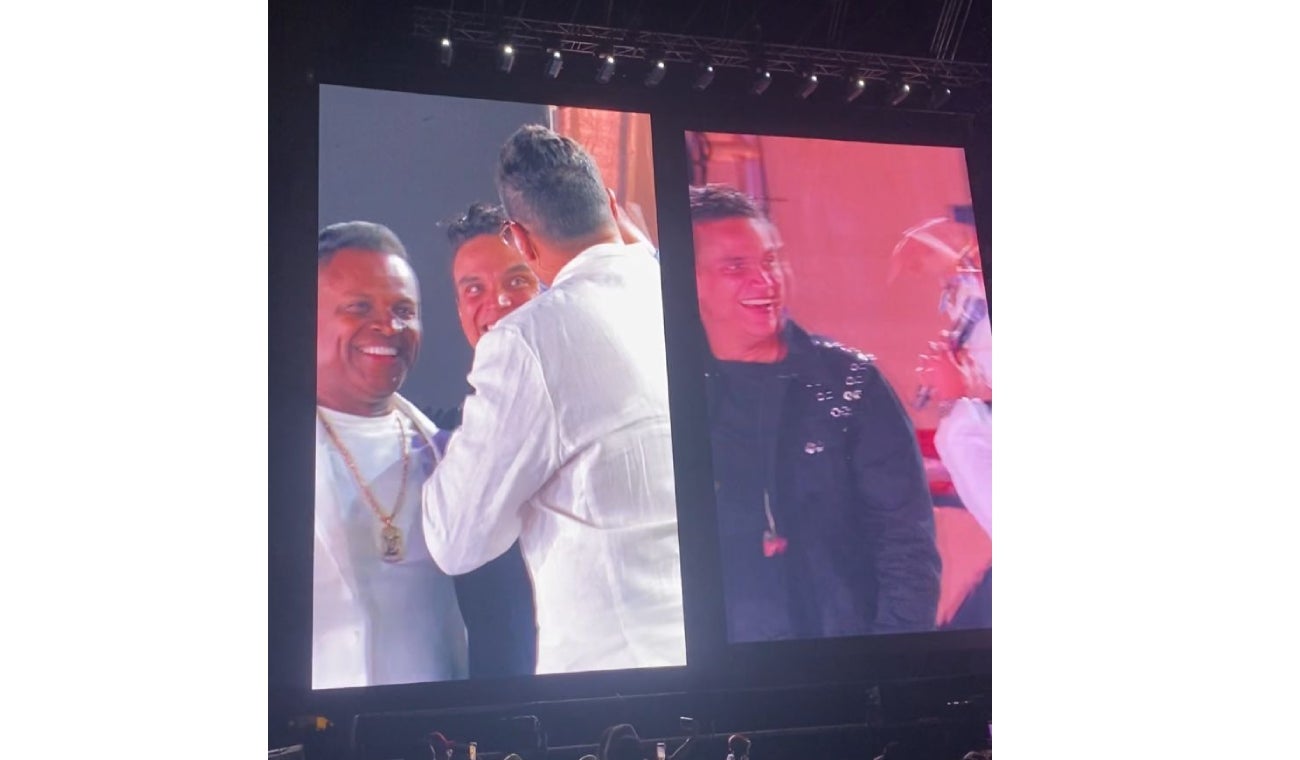 Omar Geles y Silvestre Dangond en el concierto en El Campín