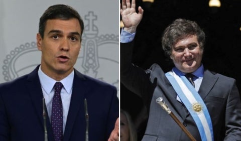 Pedro Sánchez y Javier Milei