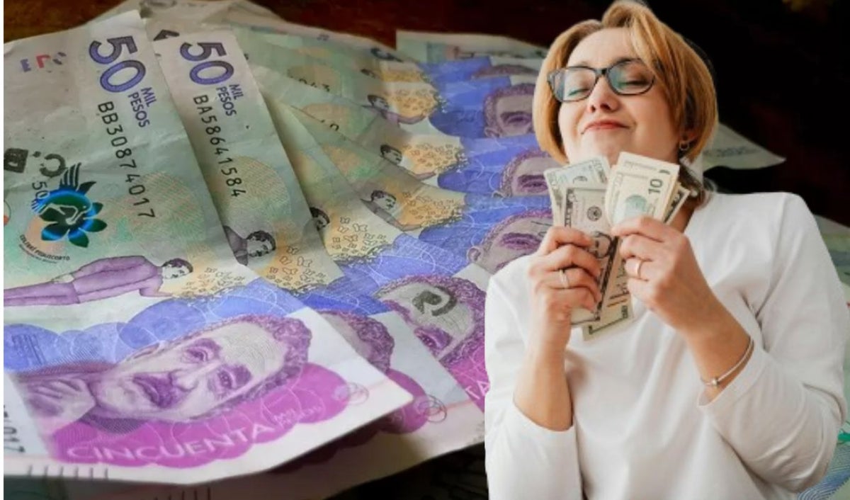 Billetes y mujer feliz