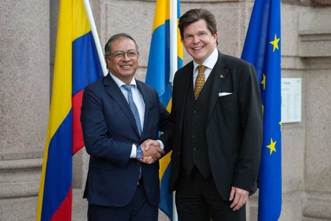 Gustavo Petro en su visita al parlamento sueco
