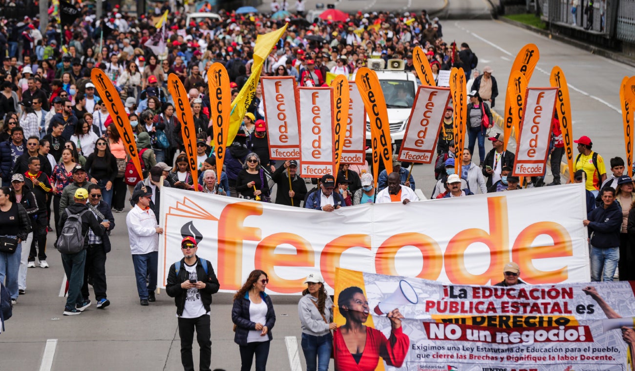 Fecode se moviliza en rechazo a la ley estatutaria en educación