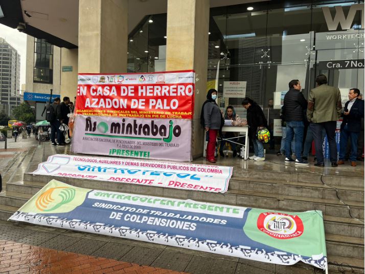 Protestas de trabajadores del Ministerio del Trabajo.