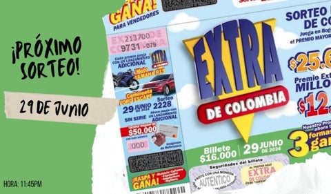 Sorteo Extraordinario de Colombia, 29 de junio de 2024