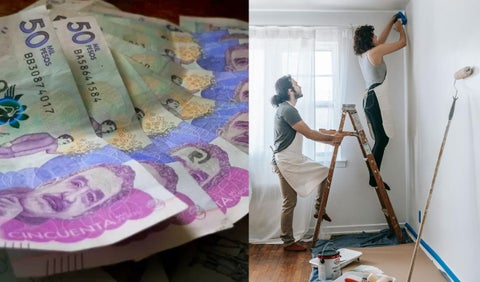 Billetes y personas remodelando