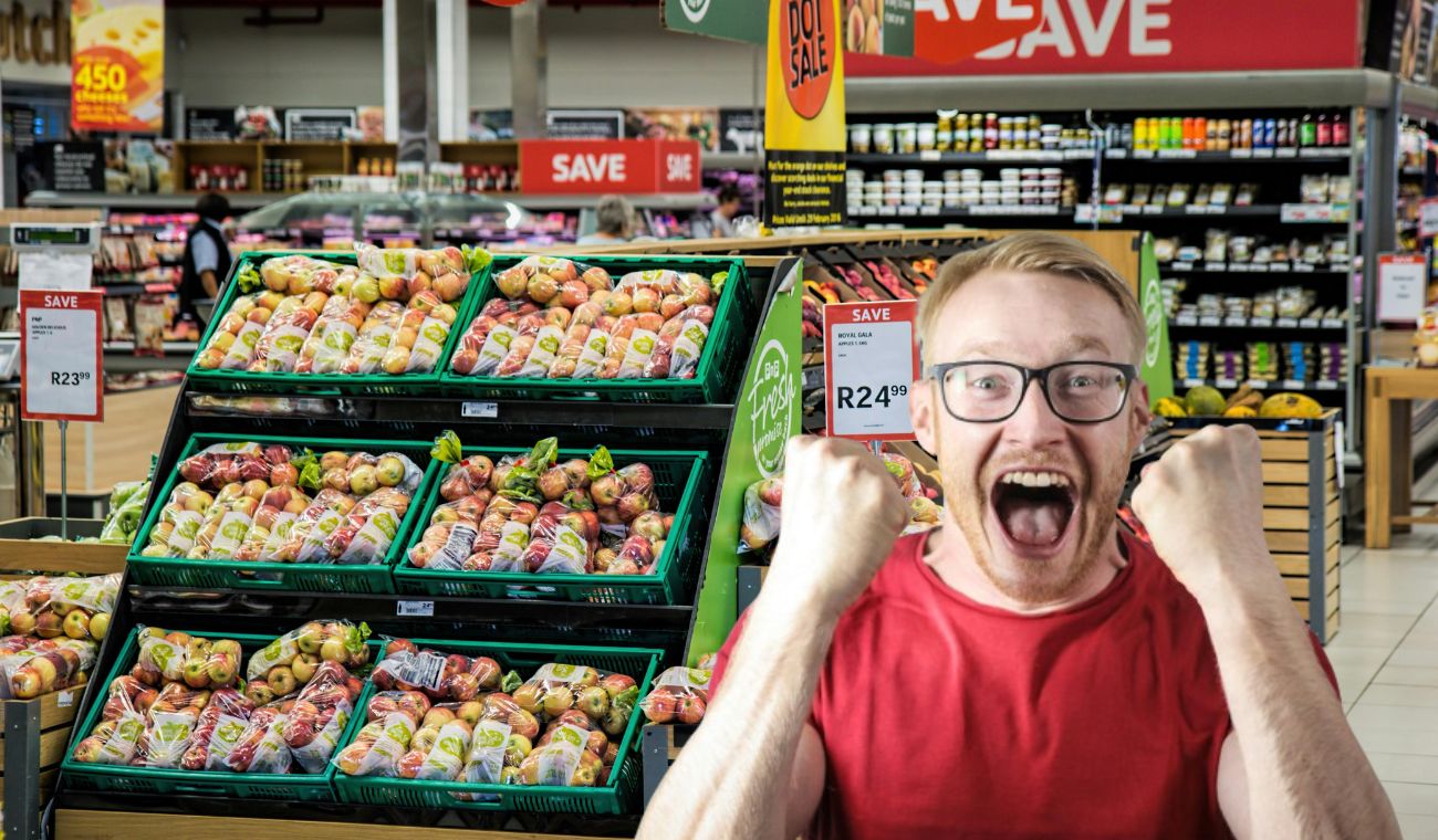 Supermercado y persona sorprendida