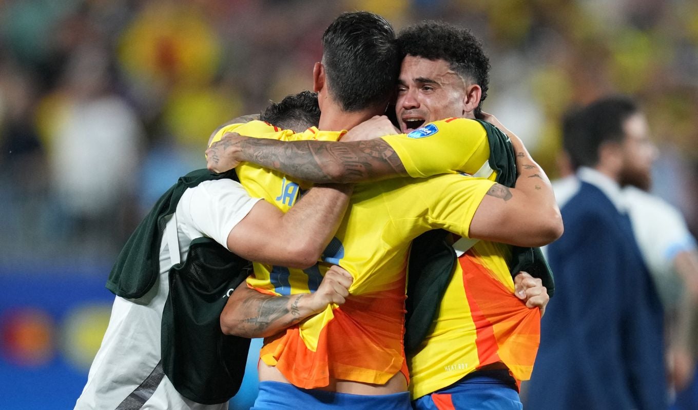 Luis Díaz celebrando la victoria de Colombia
