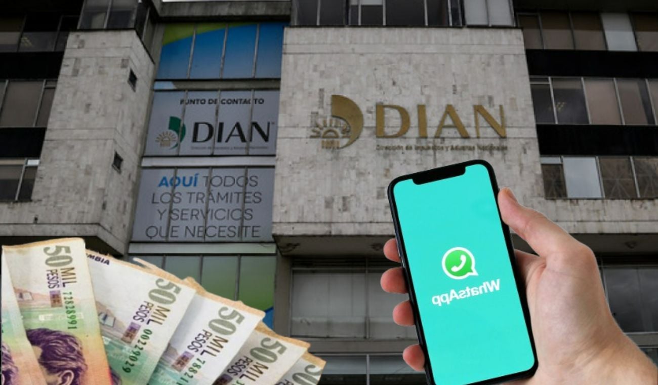Dian, un celular y billetes colombianos
