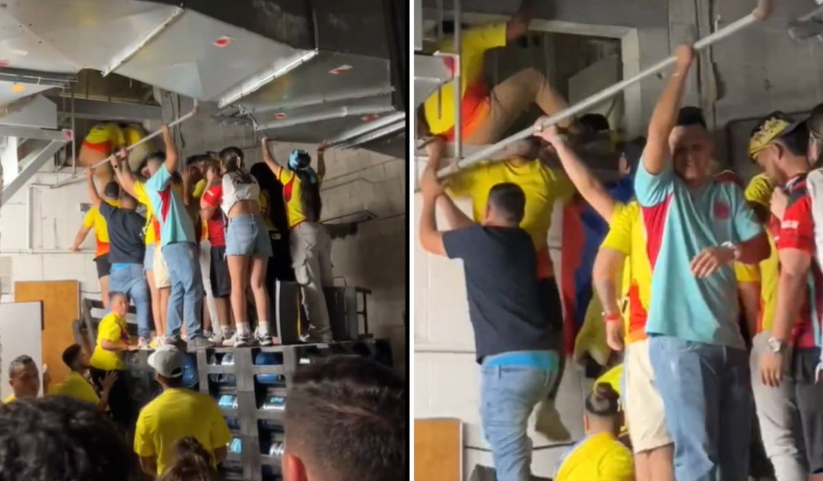 Hinchas de Colombia ingresando por la ventilación