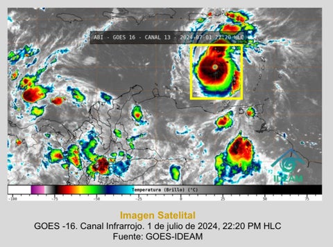 Paso huracán Beryl categoría 5 por Colombia